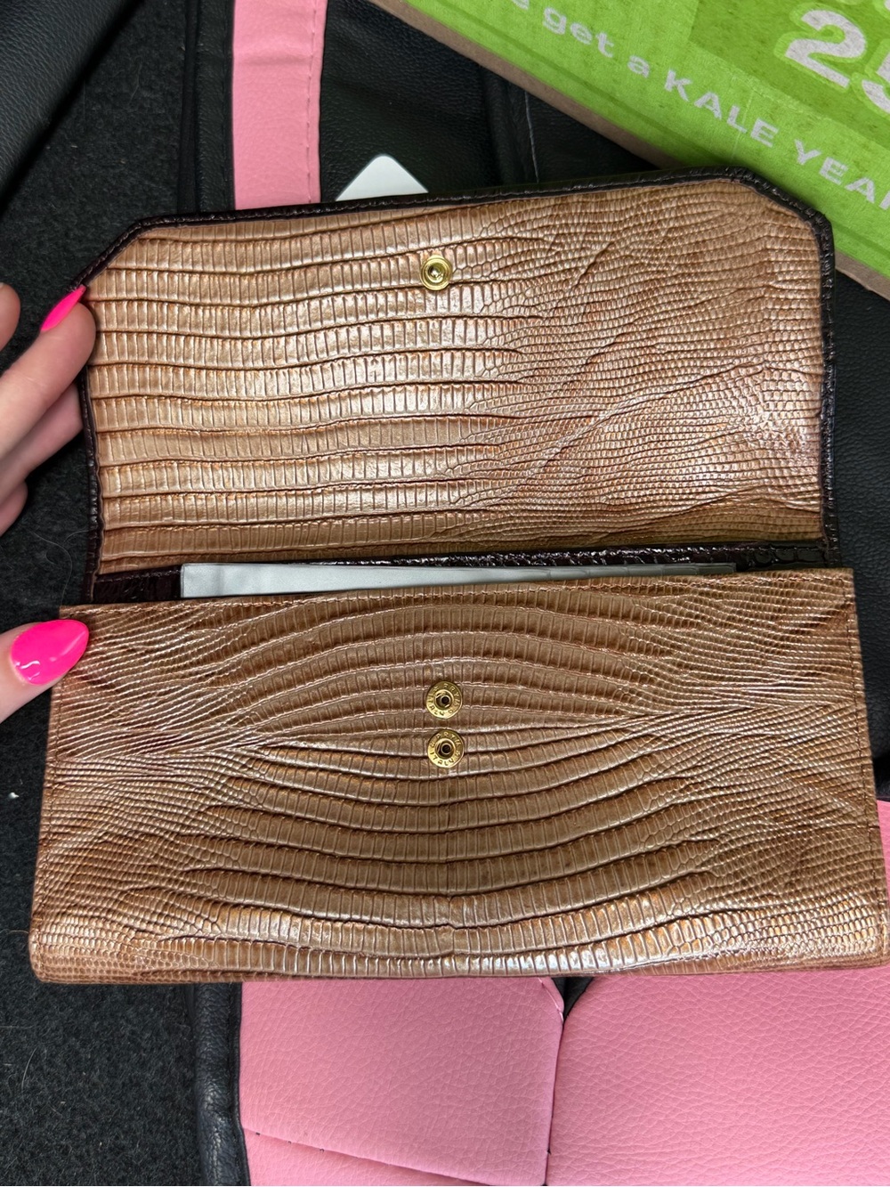 Brahmin Vintage Wallet Croc Embossed Leather Checkbook Complete Set Authentic - Picture 4 of 9